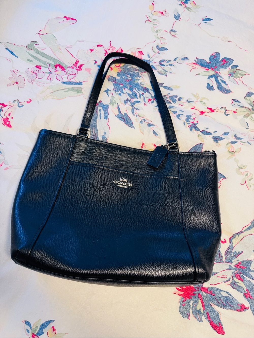 Vintage Coach Black Leather Gallery Tote Bag